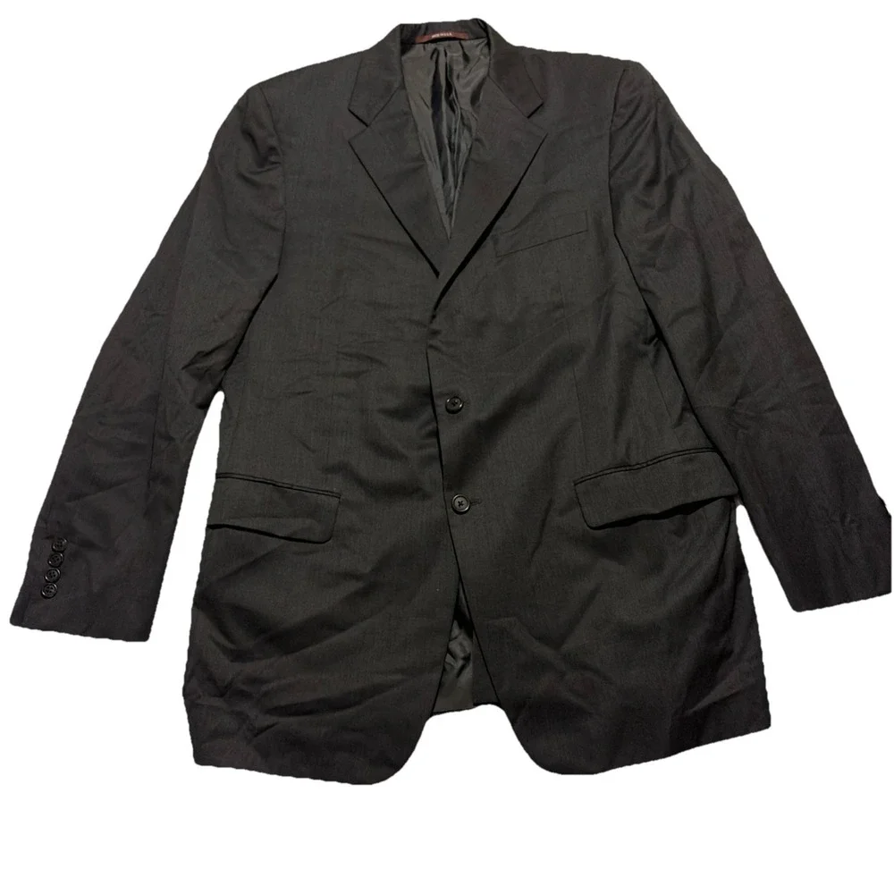 Hickey Freeman Loro Piana Mens Blazer Sport Coat 42L Gray Wool 2-Button Jacket